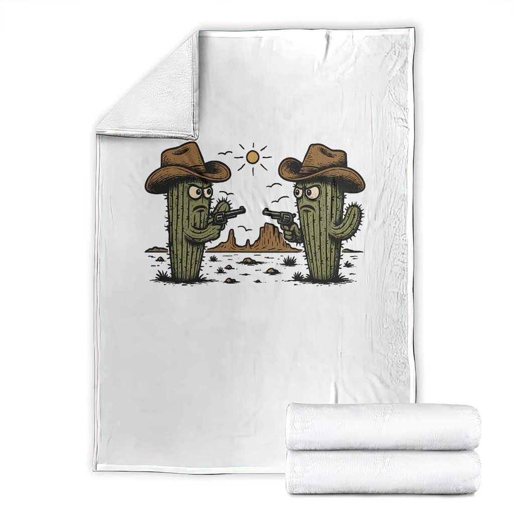 Funny Lone Star Cactus Cowboy Gunfight Gift Throw Blanket - Wonder Print Shop