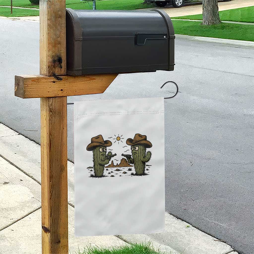 Funny Lone Star Cactus Cowboy Gunfight Gift Garden Flag - Wonder Print Shop