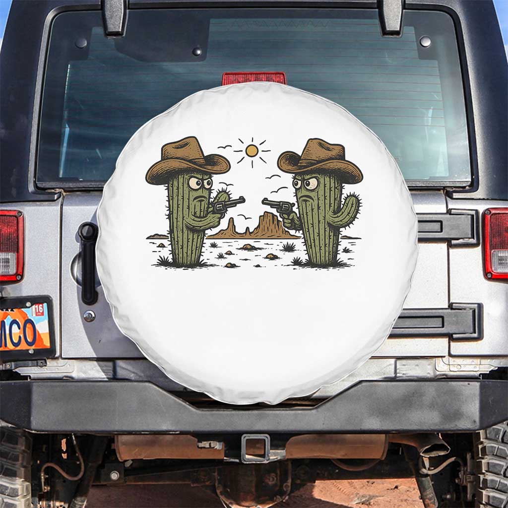 Funny Lone Star Cactus Cowboy Gunfight Gift Spare Tire Cover - Wonder Print Shop
