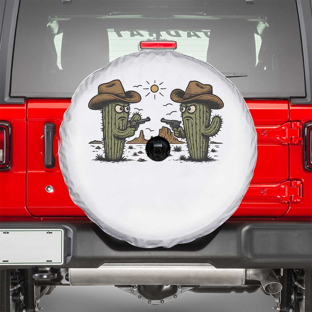 Funny Lone Star Cactus Cowboy Gunfight Gift Spare Tire Cover - Wonder Print Shop