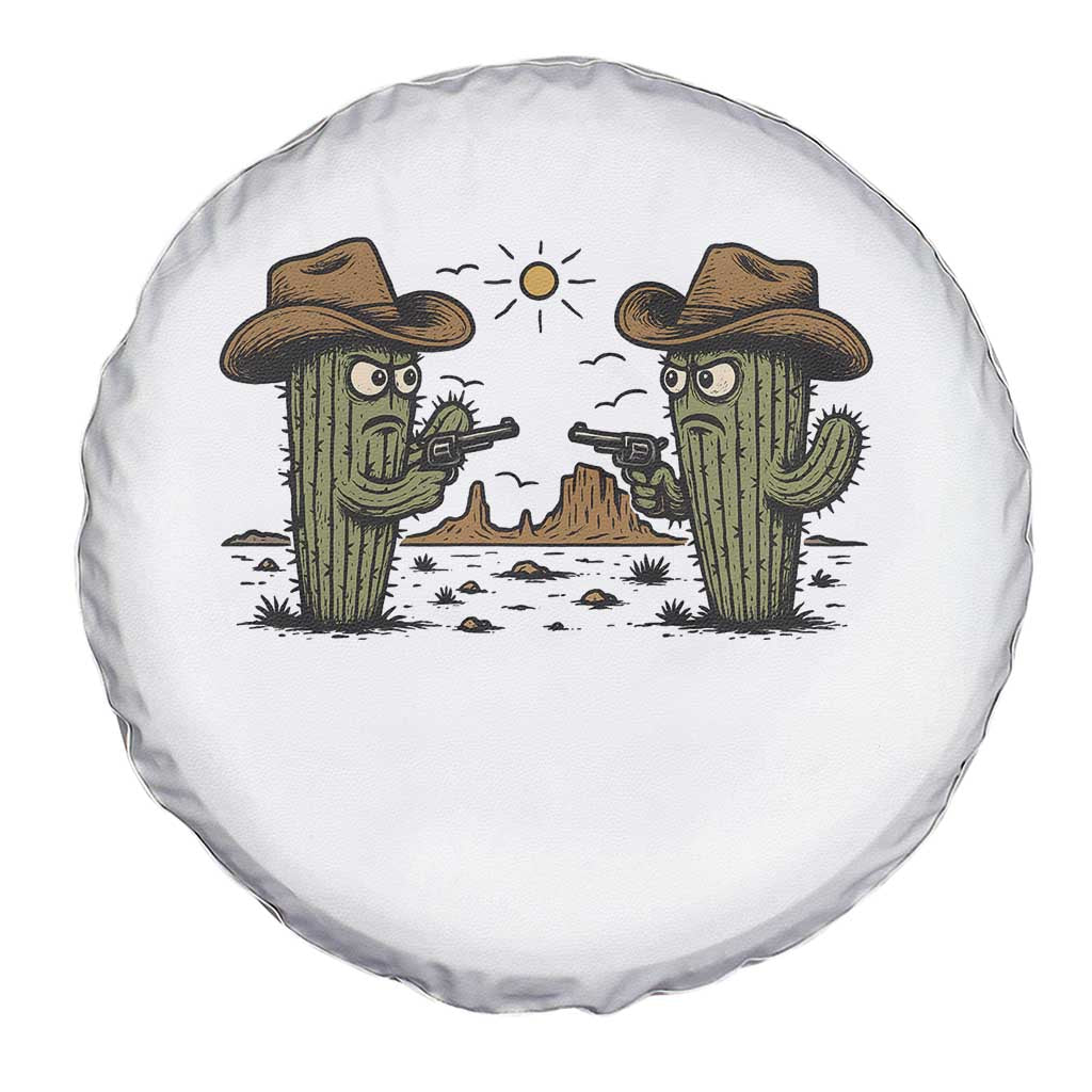 Funny Lone Star Cactus Cowboy Gunfight Gift Spare Tire Cover - Wonder Print Shop