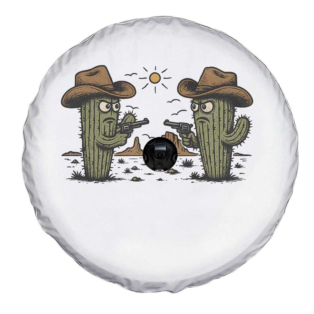 Funny Lone Star Cactus Cowboy Gunfight Gift Spare Tire Cover - Wonder Print Shop