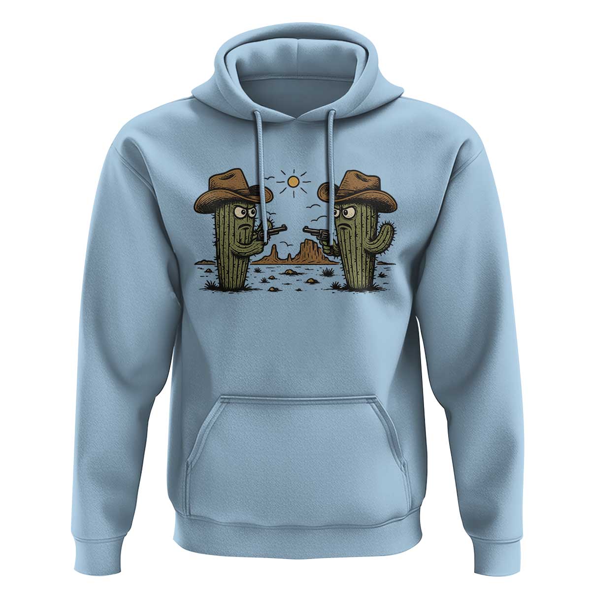 Funny Lone Star Cactus Cowboy Gunfight Gift Hoodie - Wonder Print Shop