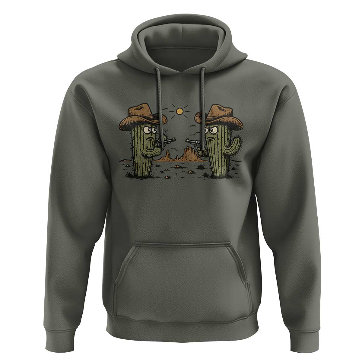 Funny Lone Star Cactus Cowboy Gunfight Gift Hoodie - Wonder Print Shop