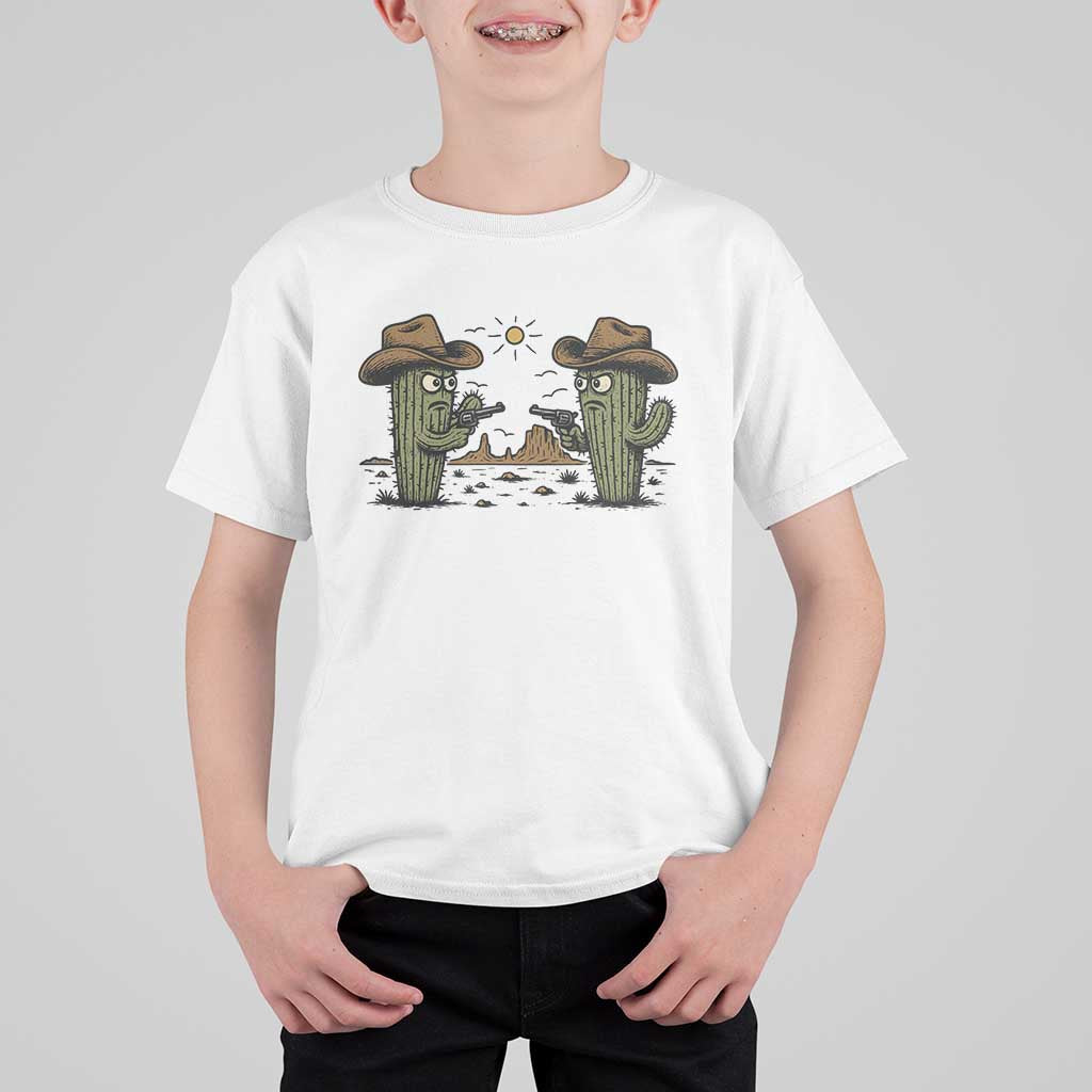 Funny Lone Star Cactus Cowboy Gunfight Gift T Shirt For Kid - Wonder Print Shop