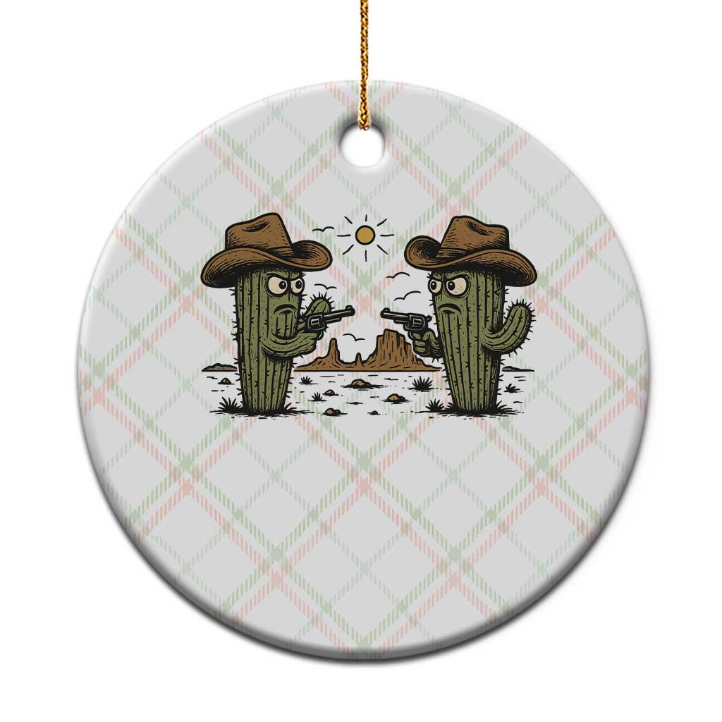 Funny Lone Star Cactus Cowboy Gunfight Gift Ceramic Ornament - Wonder Print Shop