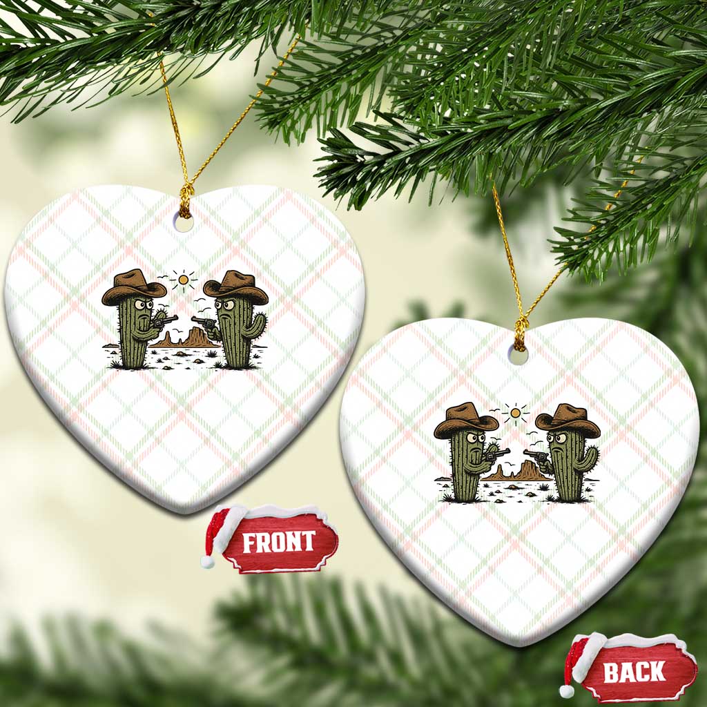 Funny Lone Star Cactus Cowboy Gunfight Gift Ceramic Ornament - Wonder Print Shop