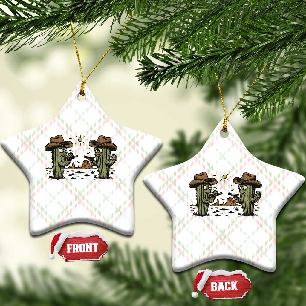 Funny Lone Star Cactus Cowboy Gunfight Gift Ceramic Ornament - Wonder Print Shop