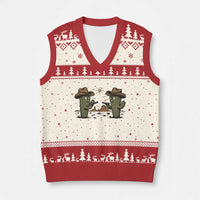 Funny Lone Star Cactus Cowboy Gunfight Gift V-Neck Knit Sweater Vest - Wonder Print Shop