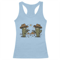 Funny Lone Star Cactus Cowboy Gunfight Gift Racerback Tank Top - Wonder Print Shop