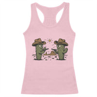 Funny Lone Star Cactus Cowboy Gunfight Gift Racerback Tank Top - Wonder Print Shop