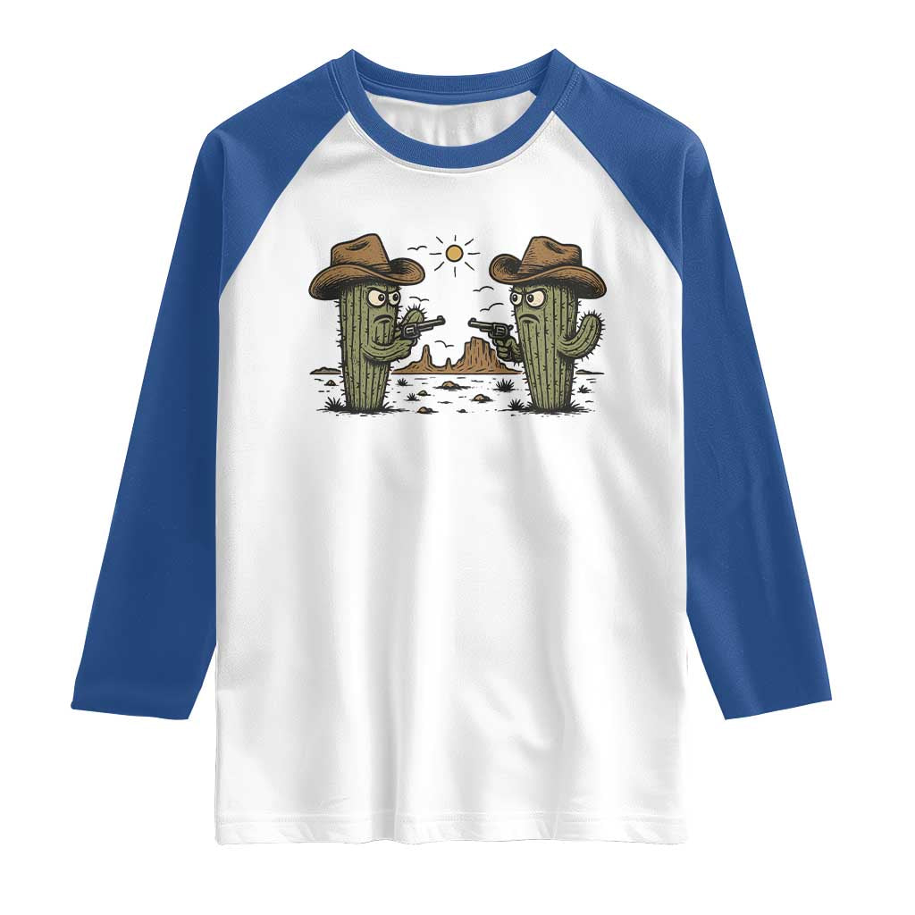 Funny Lone Star Cactus Cowboy Gunfight Gift Raglan Shirt - Wonder Print Shop