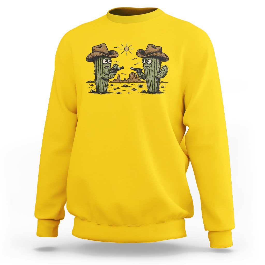 Funny Lone Star Cactus Cowboy Gunfight Gift Sweatshirt - Wonder Print Shop