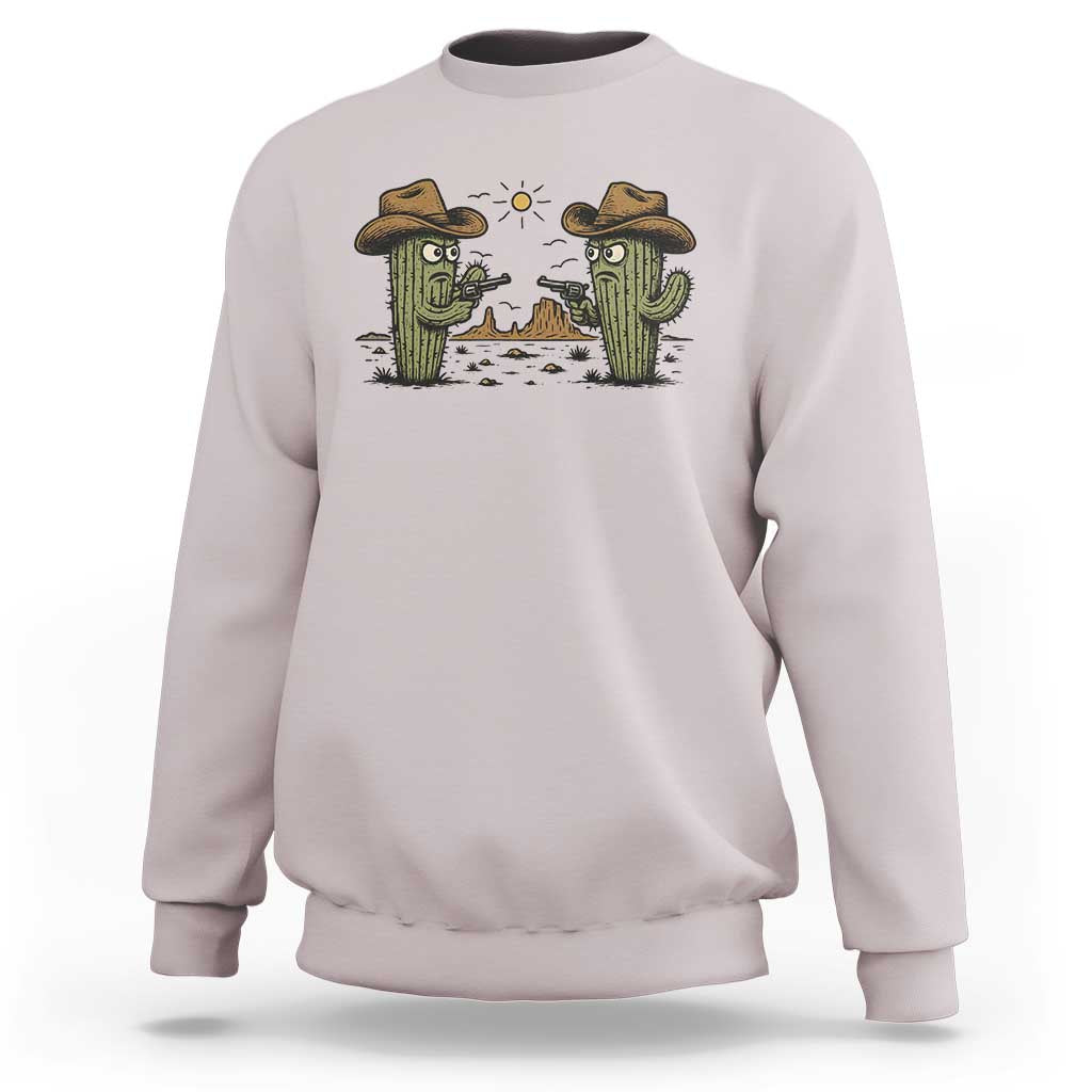 Funny Lone Star Cactus Cowboy Gunfight Gift Sweatshirt - Wonder Print Shop