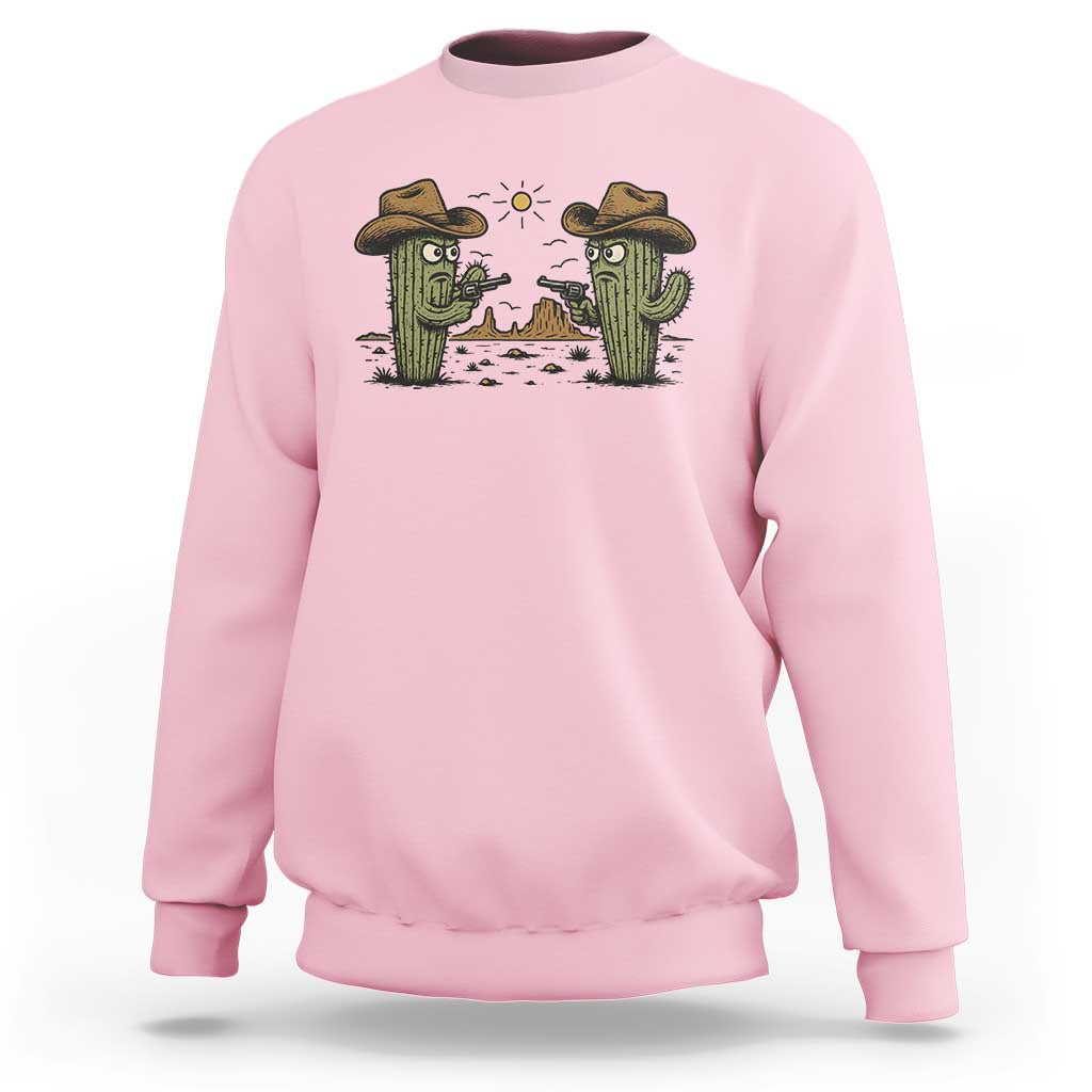 Funny Lone Star Cactus Cowboy Gunfight Gift Sweatshirt - Wonder Print Shop