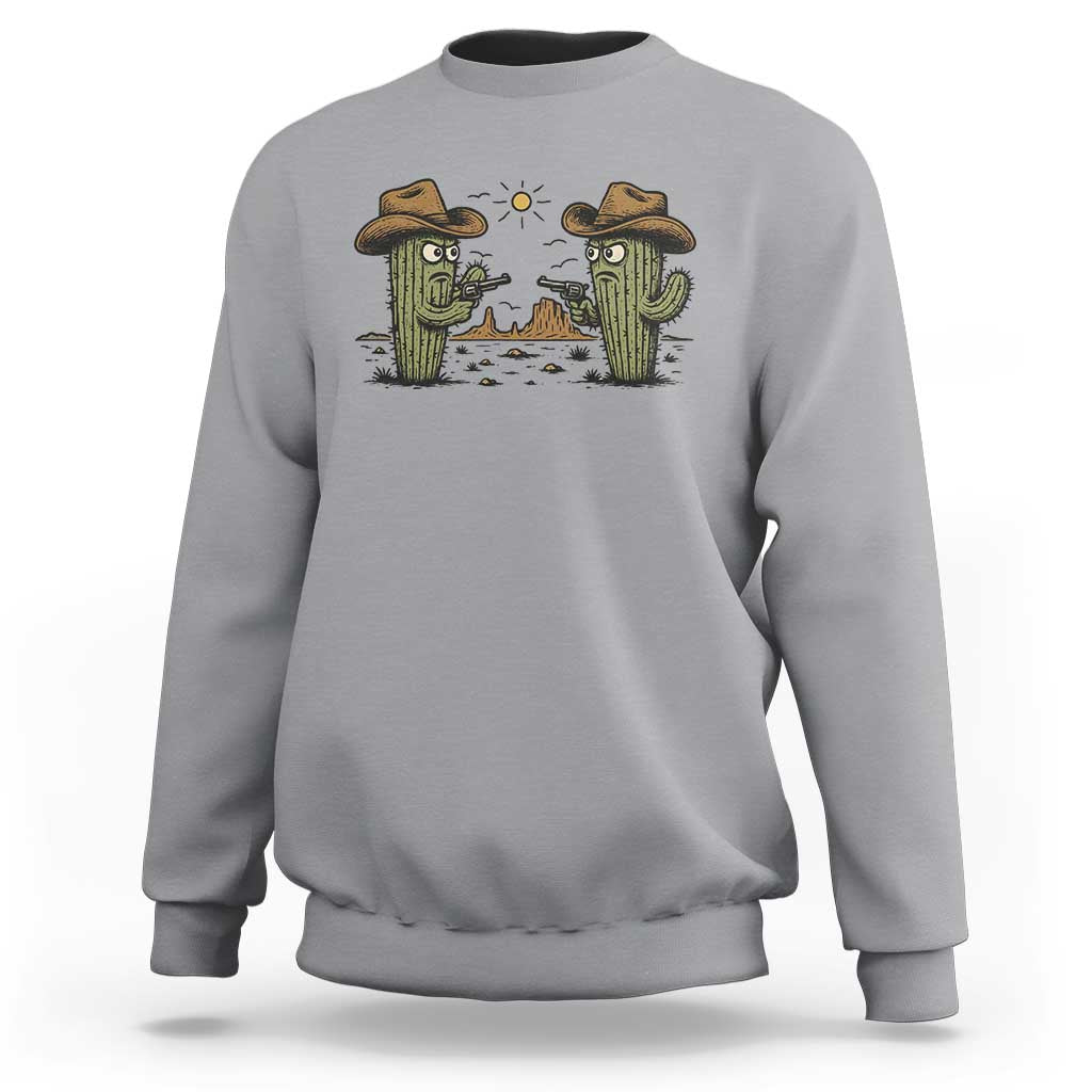Funny Lone Star Cactus Cowboy Gunfight Gift Sweatshirt - Wonder Print Shop