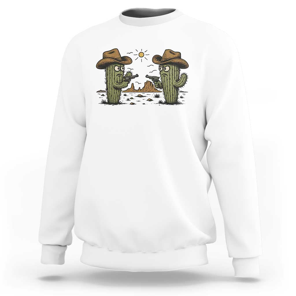 Funny Lone Star Cactus Cowboy Gunfight Gift Sweatshirt - Wonder Print Shop