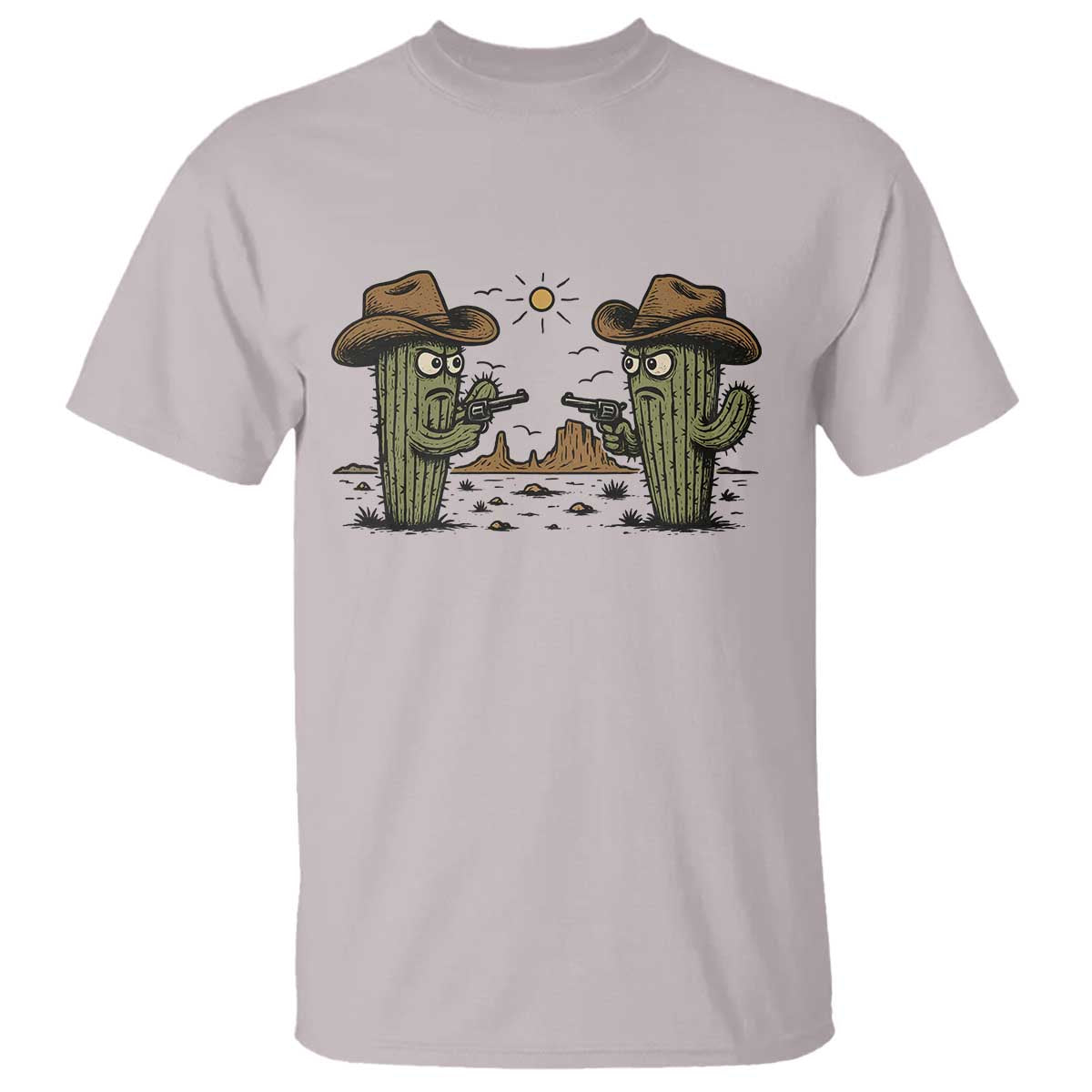 Funny Lone Star Cactus Cowboy Gunfight Gift T Shirt - Wonder Print Shop