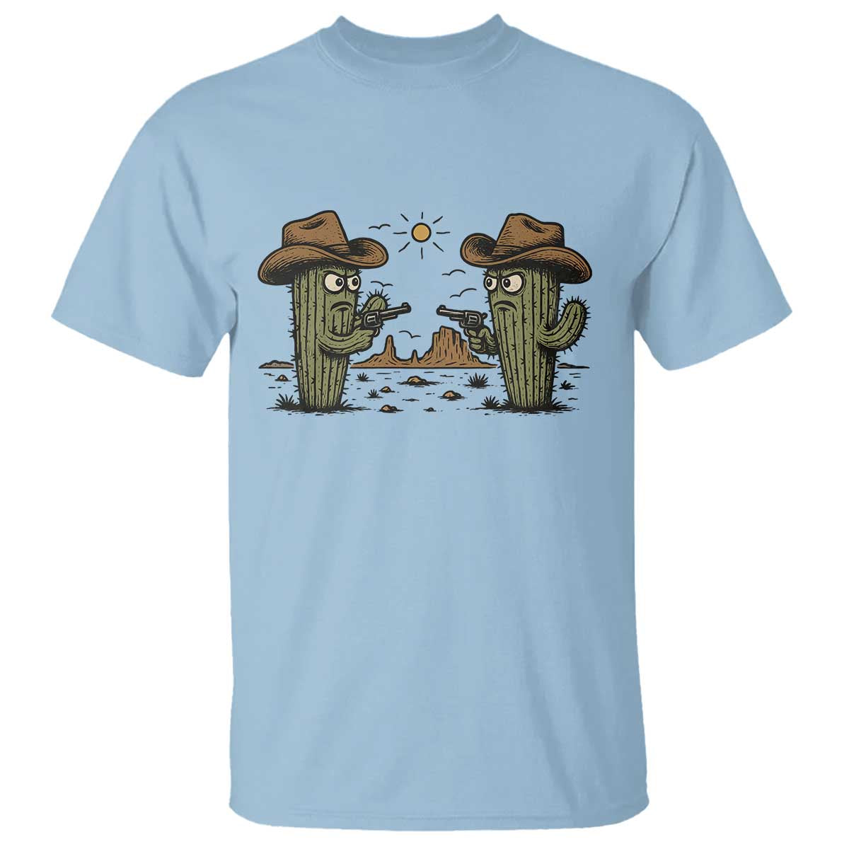 Funny Lone Star Cactus Cowboy Gunfight Gift T Shirt - Wonder Print Shop