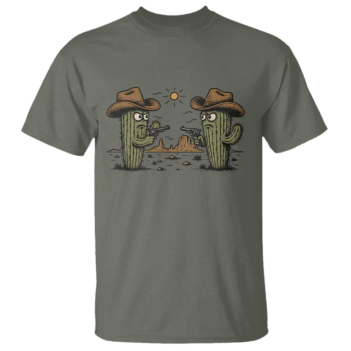 Funny Lone Star Cactus Cowboy Gunfight Gift T Shirt - Wonder Print Shop