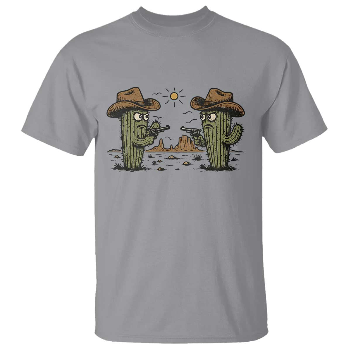 Funny Lone Star Cactus Cowboy Gunfight Gift T Shirt - Wonder Print Shop