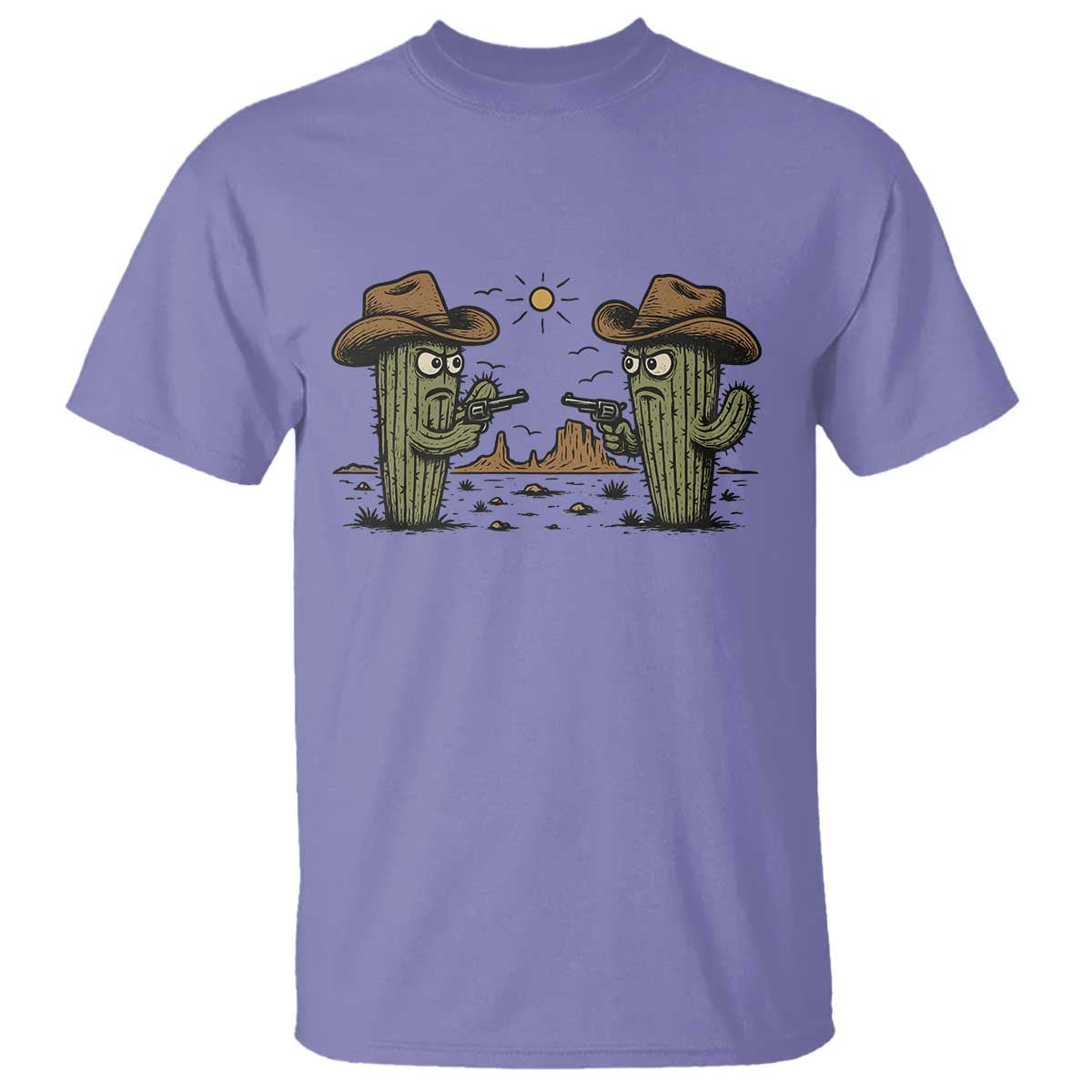 Funny Lone Star Cactus Cowboy Gunfight Gift T Shirt - Wonder Print Shop