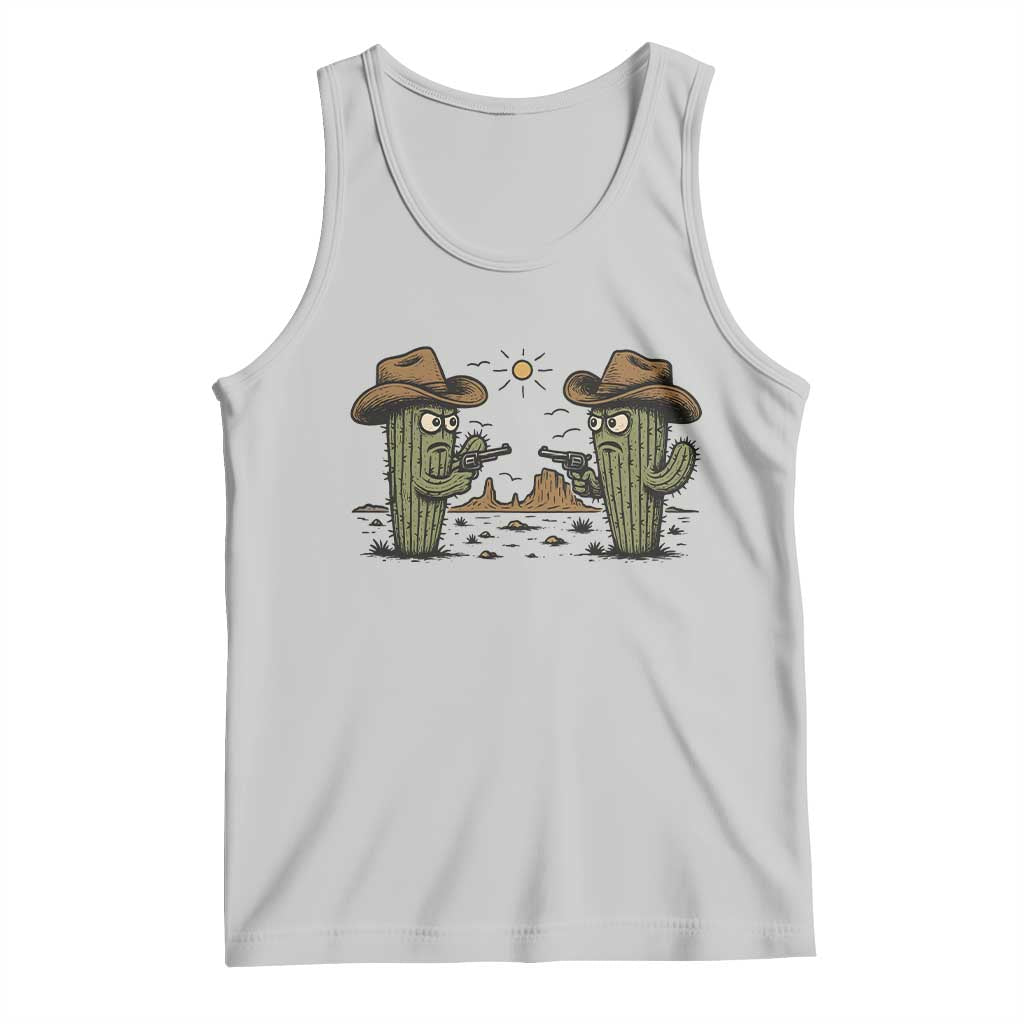 Funny Lone Star Cactus Cowboy Gunfight Gift Tank Top - Wonder Print Shop