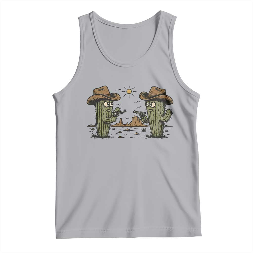 Funny Lone Star Cactus Cowboy Gunfight Gift Tank Top - Wonder Print Shop