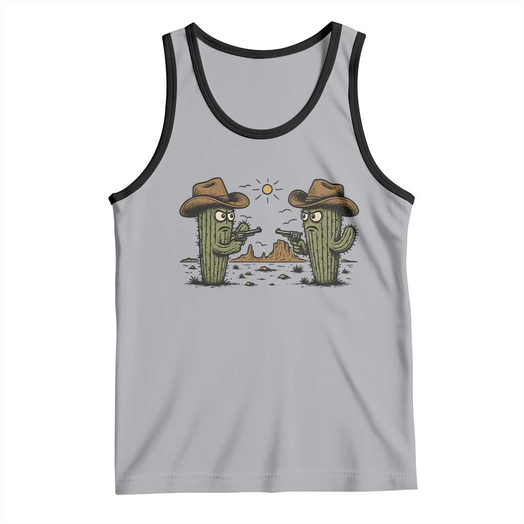 Funny Lone Star Cactus Cowboy Gunfight Gift Tank Top - Wonder Print Shop
