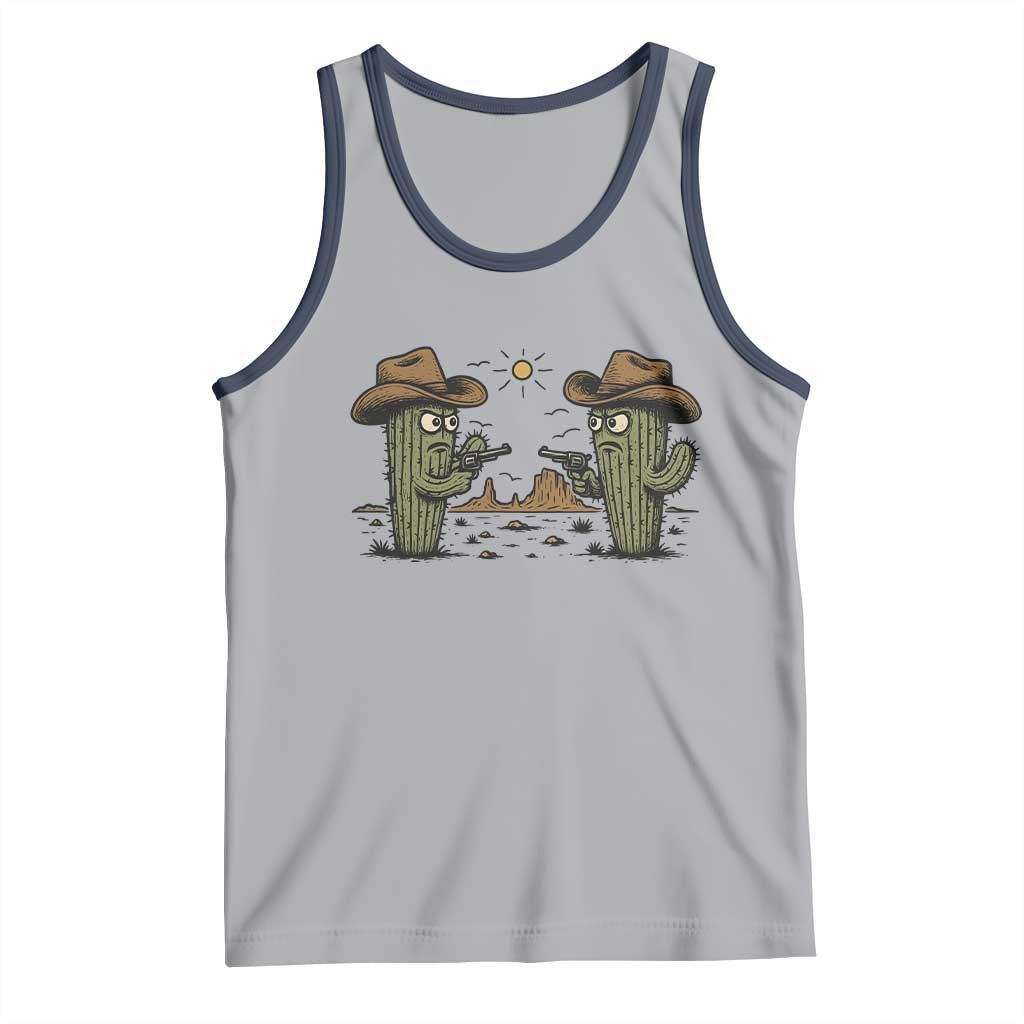 Funny Lone Star Cactus Cowboy Gunfight Gift Tank Top - Wonder Print Shop