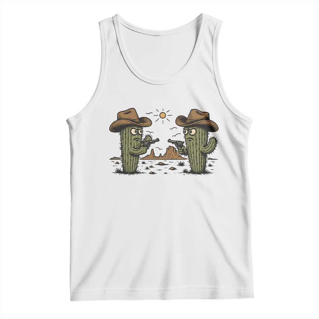 Funny Lone Star Cactus Cowboy Gunfight Gift Tank Top - Wonder Print Shop