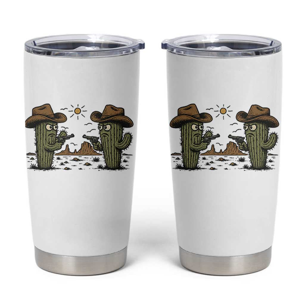 Funny Lone Star Cactus Cowboy Gunfight Gift Tumbler Cup - Wonder Print Shop
