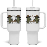 Funny Lone Star Cactus Cowboy Gunfight Gift Tumbler With Handle - Wonder Print Shop