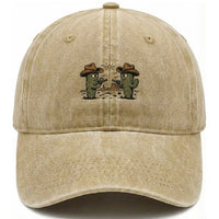Funny Lone Star Cactus Cowboy Gunfight Gift Washed Cotton Baseball Cap