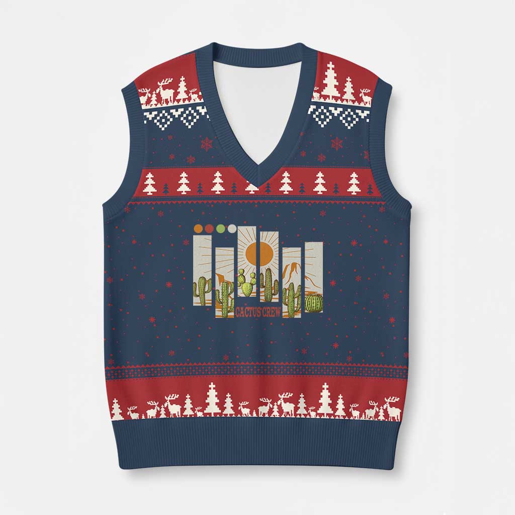 Succulent Plant Lover Gift V-Neck Knit Sweater Vest Cactus Crew - Wonder Print Shop
