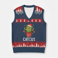 Funny Xmas Catcus V-Neck Knit Sweater Vest Succulent Lover Gift - Wonder Print Shop