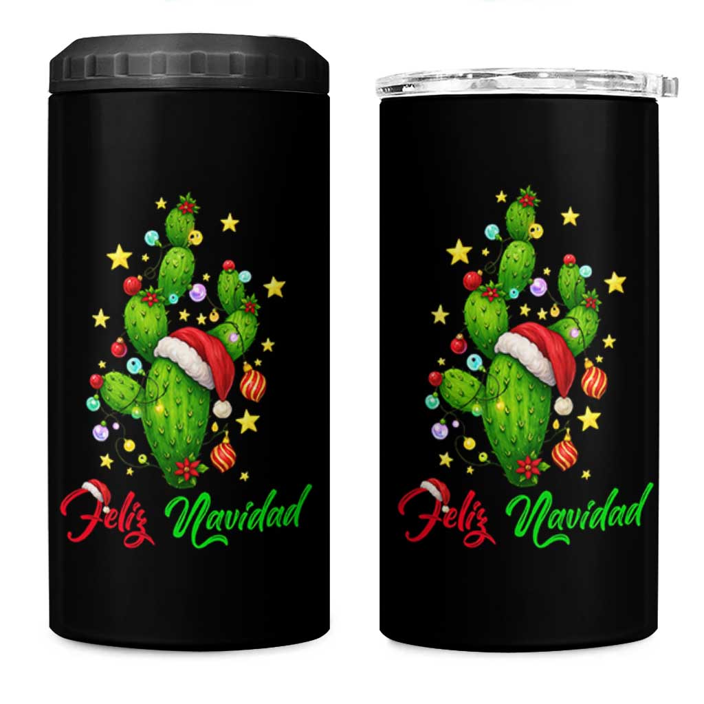 Feliz Navidad Cactus 4 in 1 Can Cooler Tumbler Funny Spanish Christmas Gift - Wonder Print Shop