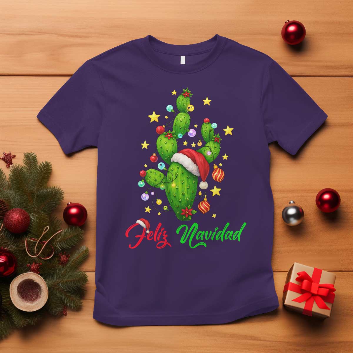 Feliz Navidad Cactus T Shirt Funny Spanish Christmas Gift - Wonder Print Shop