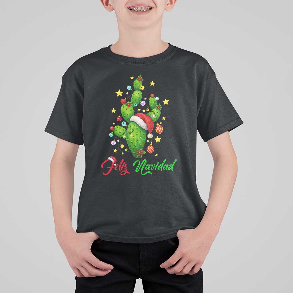 Feliz Navidad Cactus T Shirt For Kid Funny Spanish Christmas Gift - Wonder Print Shop