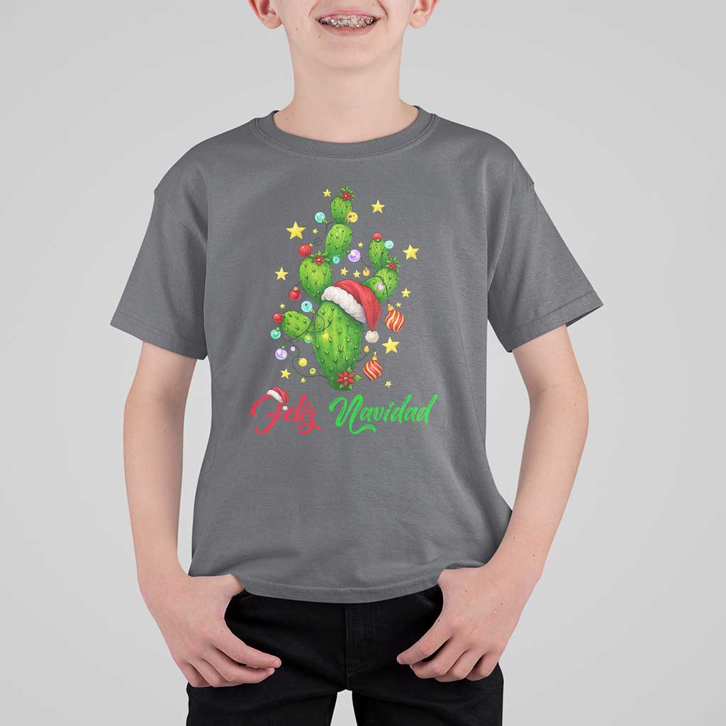Feliz Navidad Cactus T Shirt For Kid Funny Spanish Christmas Gift - Wonder Print Shop