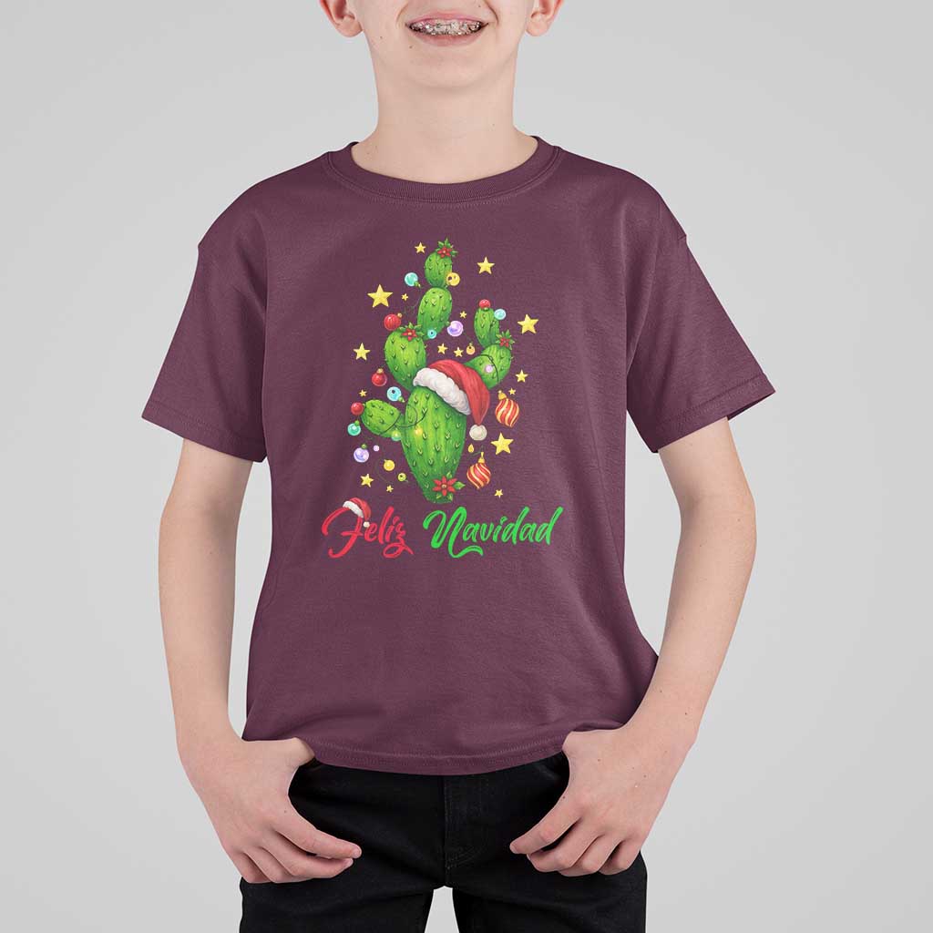 Feliz Navidad Cactus T Shirt For Kid Funny Spanish Christmas Gift - Wonder Print Shop