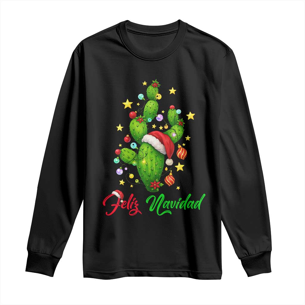 Feliz Navidad Cactus Long Sleeve Shirt Funny Spanish Christmas Gift - Wonder Print Shop