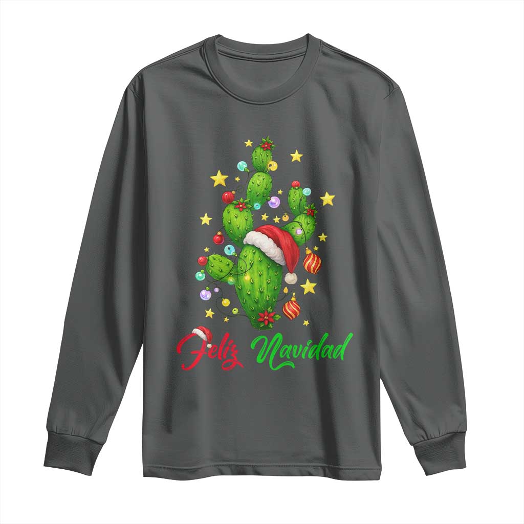 Feliz Navidad Cactus Long Sleeve Shirt Funny Spanish Christmas Gift - Wonder Print Shop