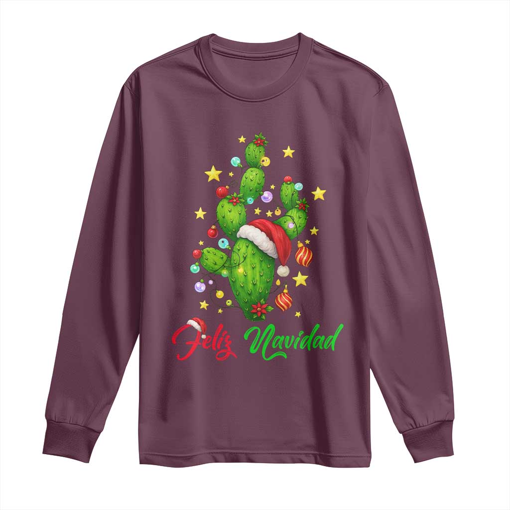 Feliz Navidad Cactus Long Sleeve Shirt Funny Spanish Christmas Gift - Wonder Print Shop