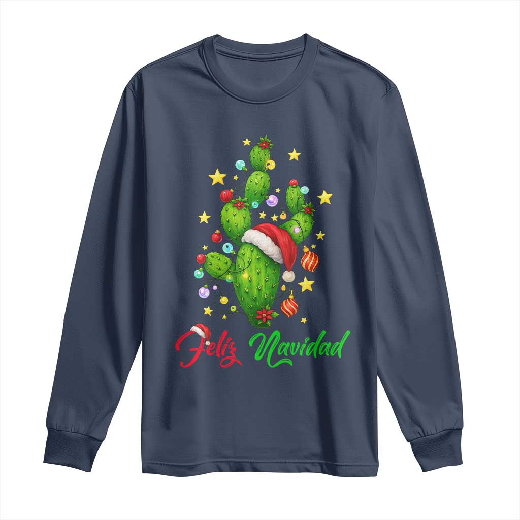 Feliz Navidad Cactus Long Sleeve Shirt Funny Spanish Christmas Gift - Wonder Print Shop