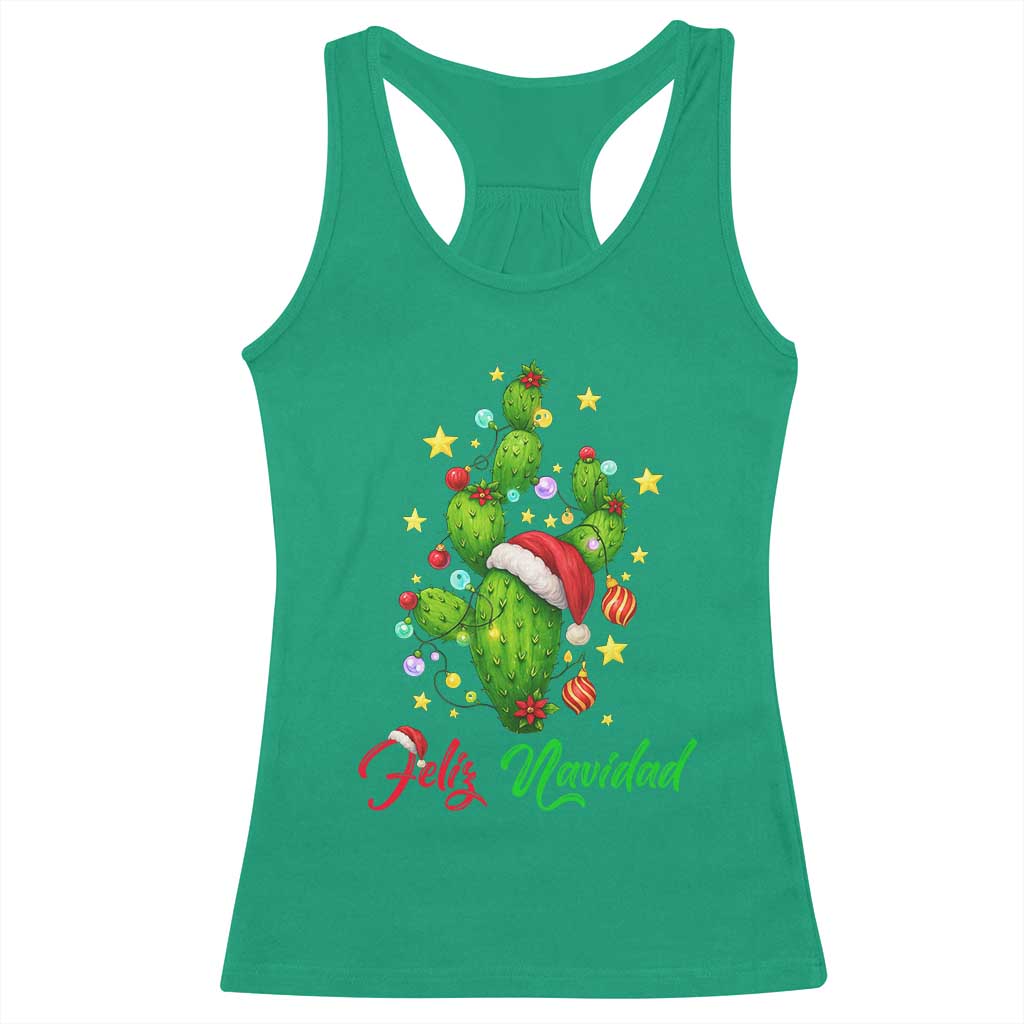Feliz Navidad Cactus Racerback Tank Top Funny Spanish Christmas Gift - Wonder Print Shop