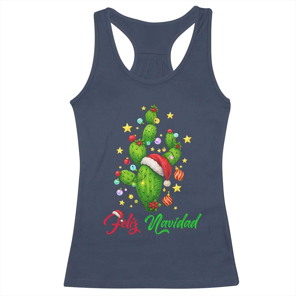 Feliz Navidad Cactus Racerback Tank Top Funny Spanish Christmas Gift - Wonder Print Shop