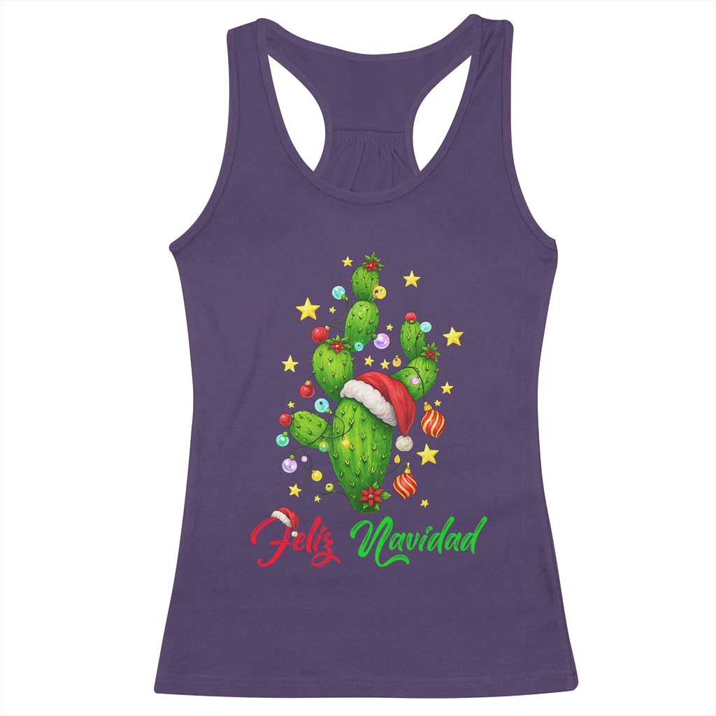 Feliz Navidad Cactus Racerback Tank Top Funny Spanish Christmas Gift - Wonder Print Shop