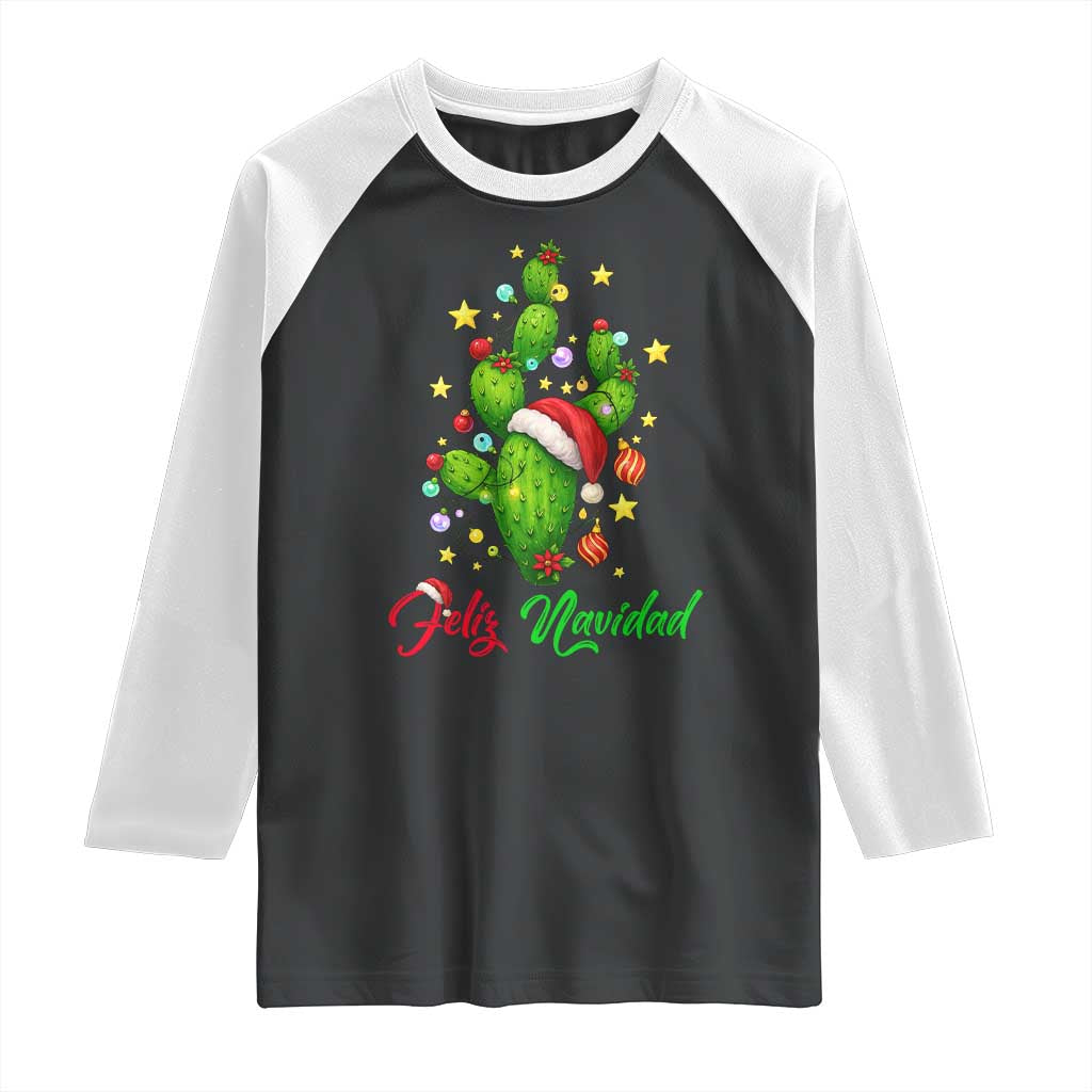 Feliz Navidad Cactus Raglan Shirt Funny Spanish Christmas Gift - Wonder Print Shop