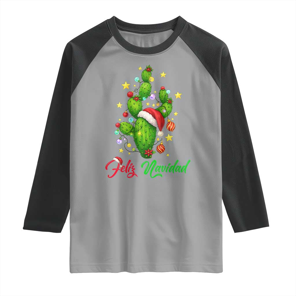 Feliz Navidad Cactus Raglan Shirt Funny Spanish Christmas Gift - Wonder Print Shop